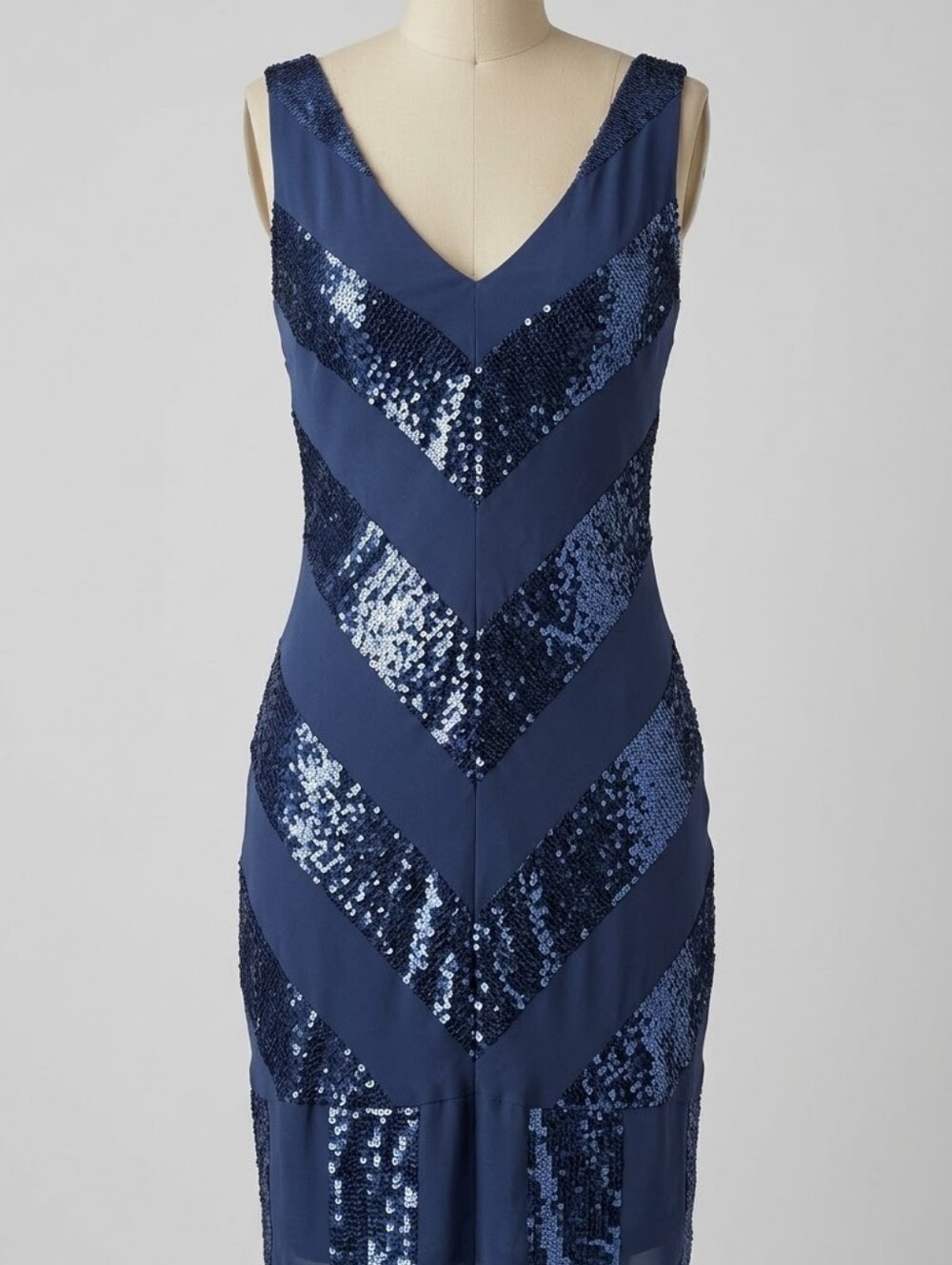 ABS Collection Purple Sequin Chevron V-Neck Dress